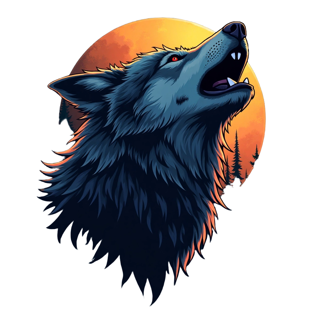 Howling Wolf at Sunset